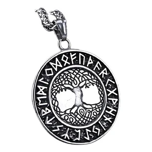 Medallón Árbol De La Vida Y Aegishjalmur, Acero Inoxidable