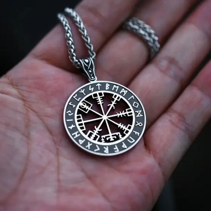 Collar Vikingo Vegvísir-runas, Acero Inoxidable, Unisex 7