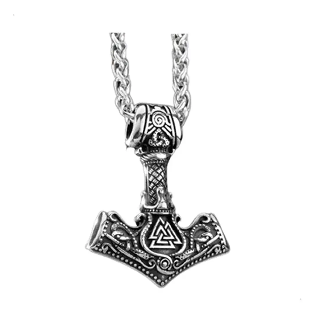 Collar Vikingo Mjölnir Valknut-flecha, Acero Inoxidable 6
