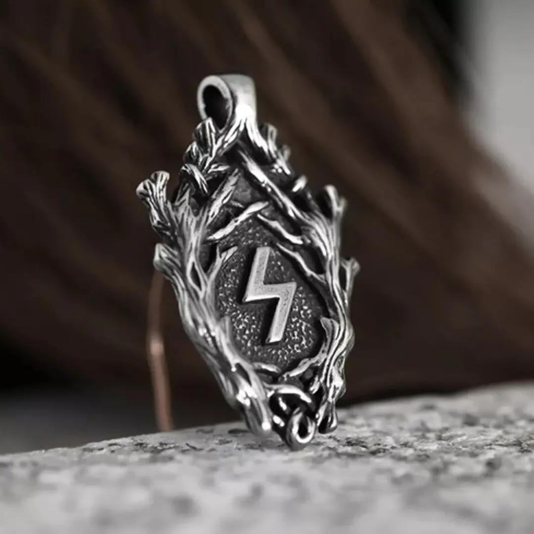 Collar Vikingo Runa Sowilo (sol), Acero Inoxidable, Unisex 2