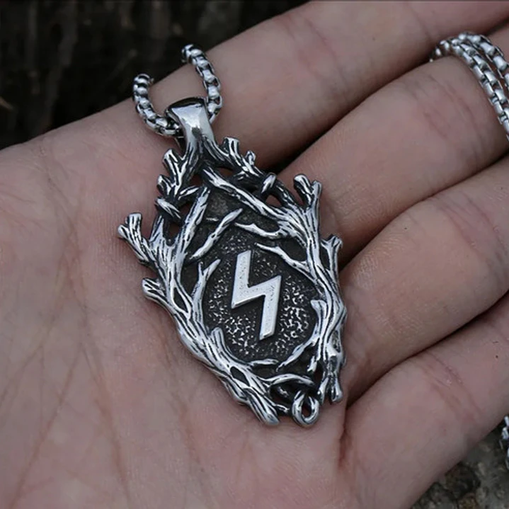 Collar Vikingo Runa Sowilo (sol), Acero Inoxidable, Unisex 3