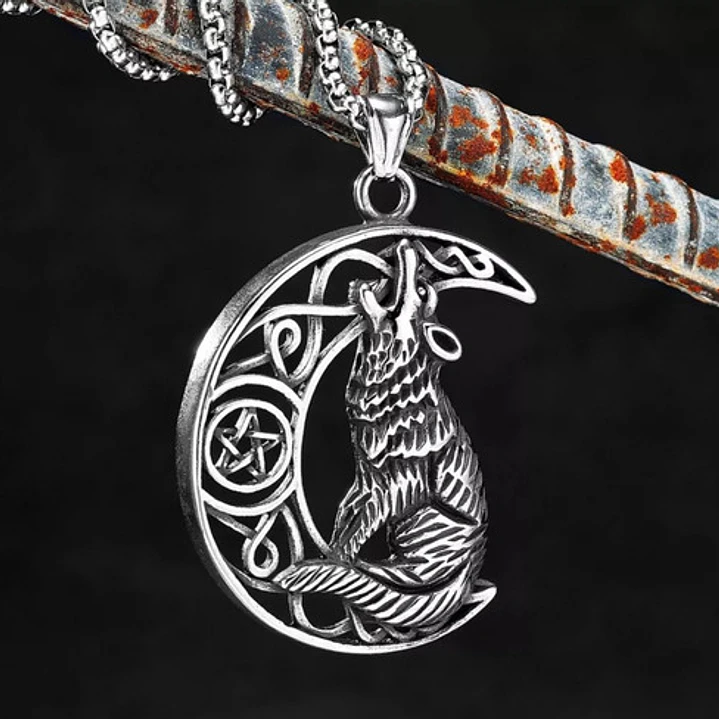 Collar Vikingo Fenrir Luna, Acero Inoxidable 3