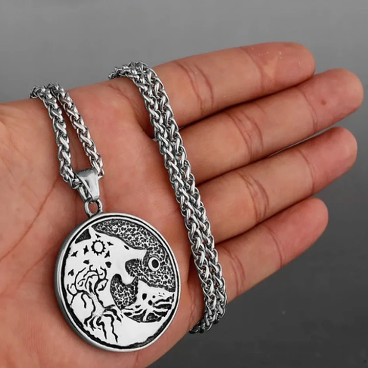 Medallón Vikingo Fenrir, Acero Inoxidable, Hombre 2