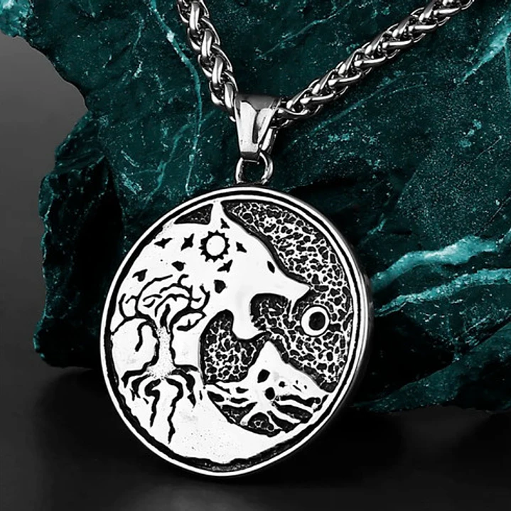 Medallón Vikingo Fenrir, Acero Inoxidable, Hombre 3