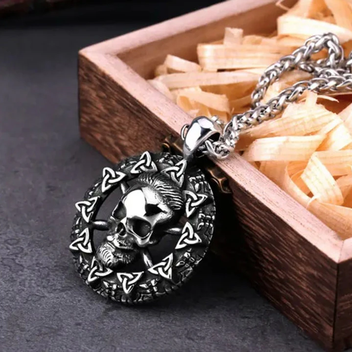Collar Viking Skull, Acero Inoxidable, Hombre 5