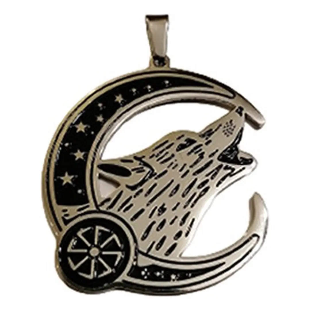 Collar Vikingo Fenrir Moon, Acero Inoxidable, Hombre 1