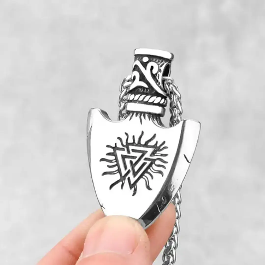 Collar Vikingo Punta De Lanza Valknut-vegvísir, Hombre 2