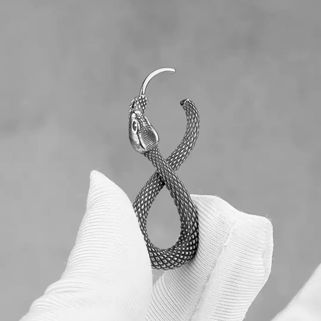 Aros Serpiente Punk Rock, Acero Inoxidable 316l, Mujer 6