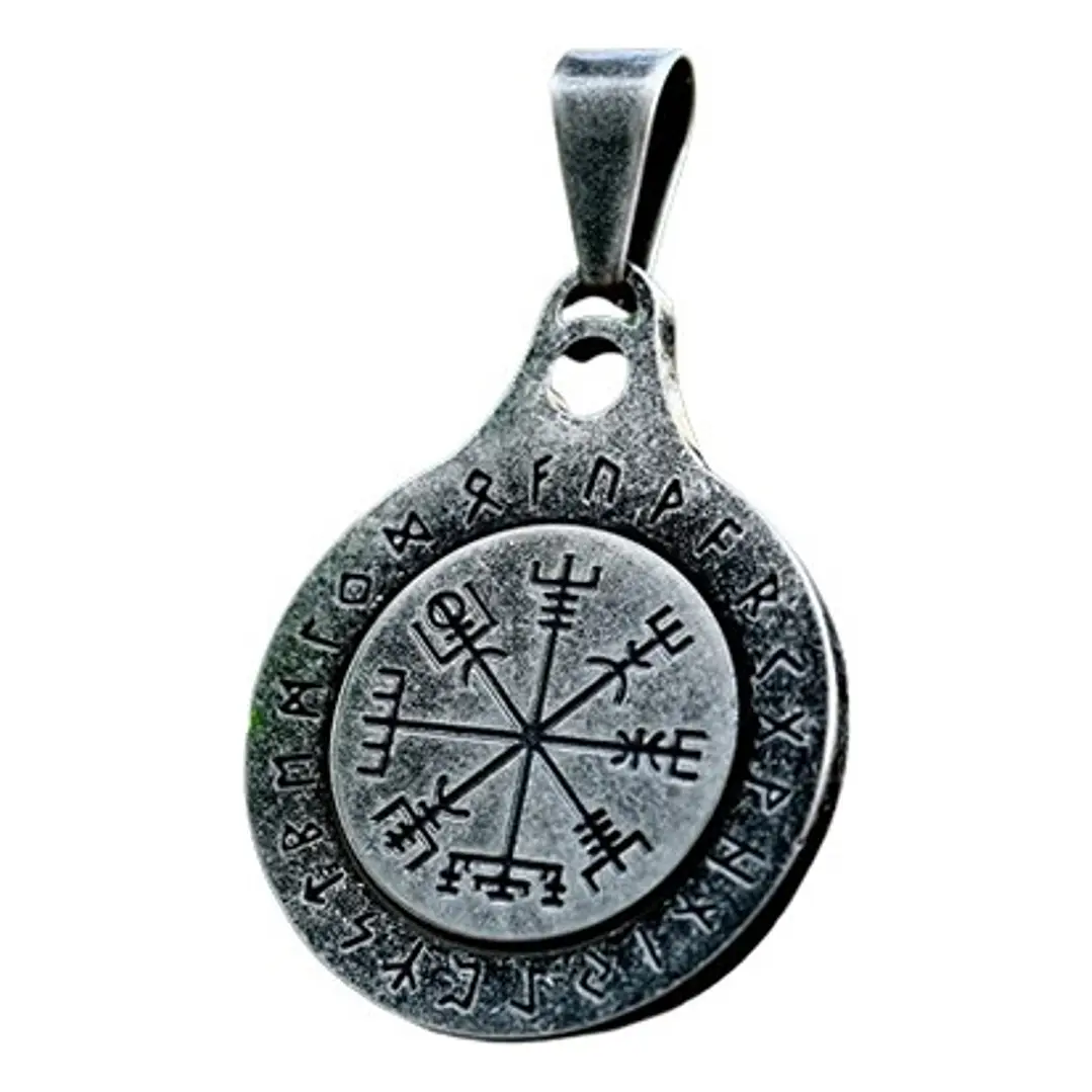 Collar Vegvísir Con Spinner Giratorio, Acero Inoxidable 1