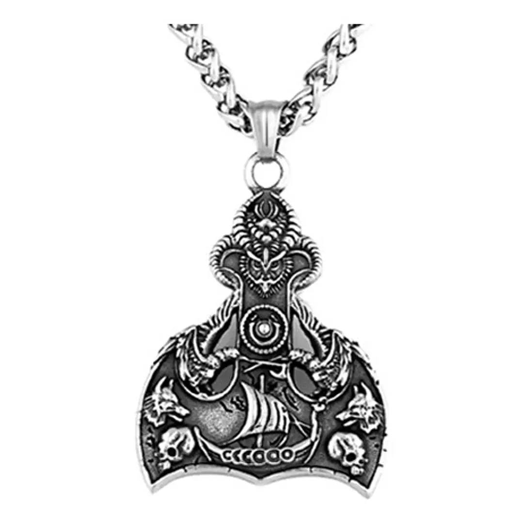 Collar Vikingo Drakkar-lobos, Acero Inoxidable, Hombre 1