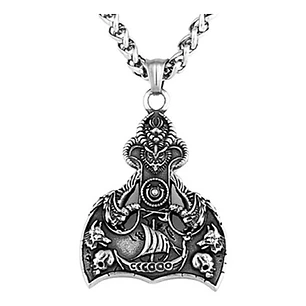 Collar Vikingo Drakkar-lobos, Acero Inoxidable, Hombre