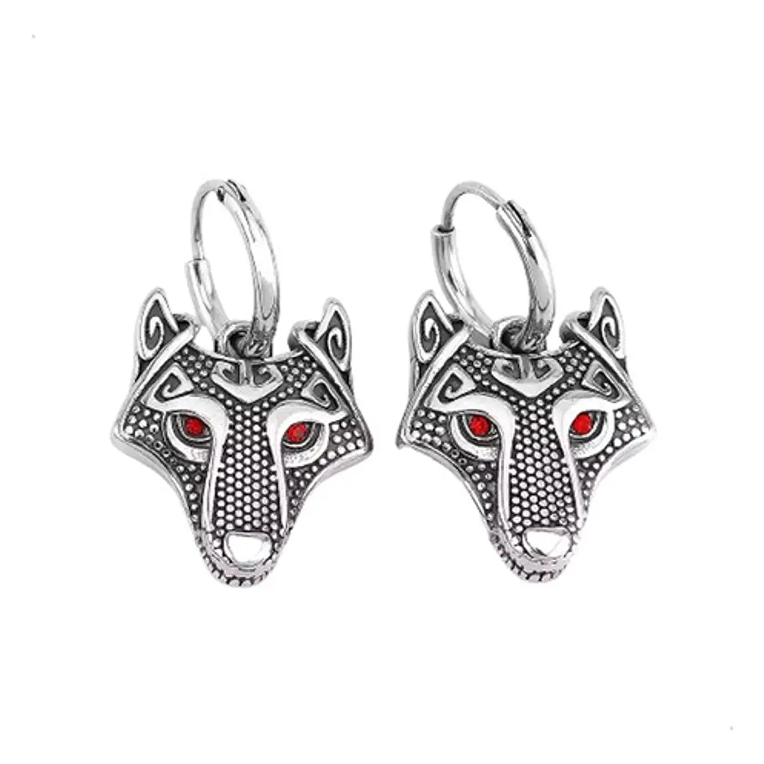 Aros Vikingos Lobo Nórdico Fenrir, Acero Inoxidable, Unisex 1