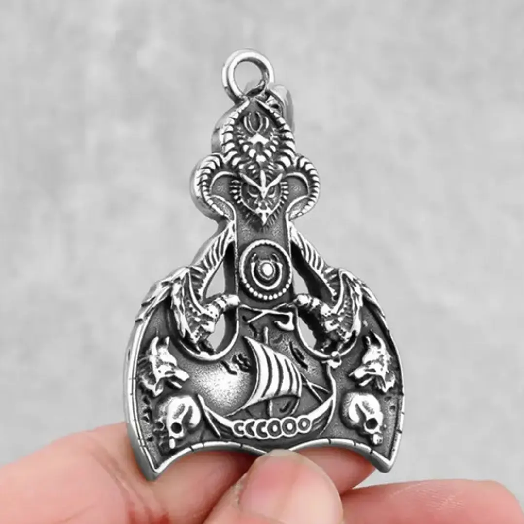 Collar Vikingo Drakkar-lobos, Acero Inoxidable, Hombre 4