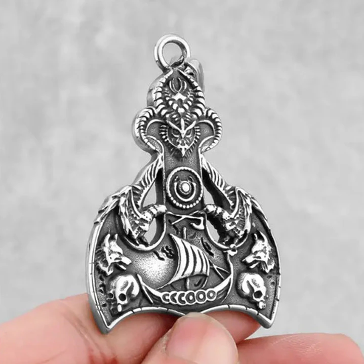 Collar Vikingo Drakkar-lobos, Acero Inoxidable, Hombre 4