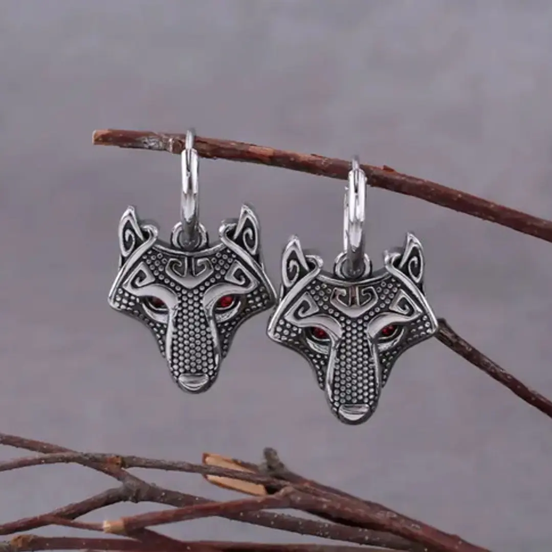 Aros Vikingos Lobo Nórdico Fenrir, Acero Inoxidable, Unisex 3