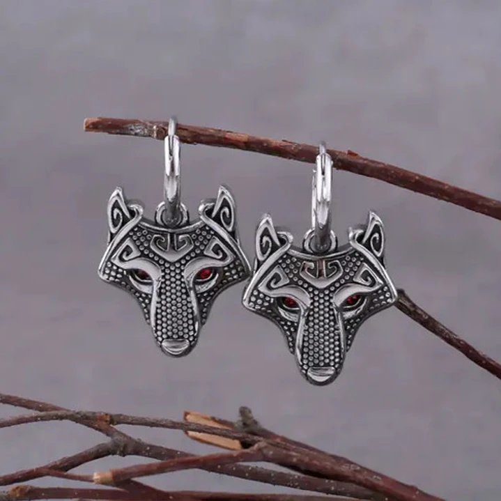 Aros Vikingos Lobo Nórdico Fenrir, Acero Inoxidable, Unisex 3