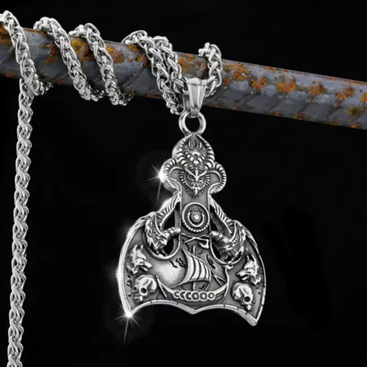 Collar Vikingo Drakkar-lobos, Acero Inoxidable, Hombre 6