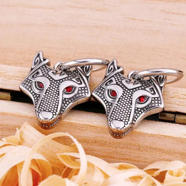 Aros Vikingos Lobo Nórdico Fenrir, Acero Inoxidable, Unisex 4