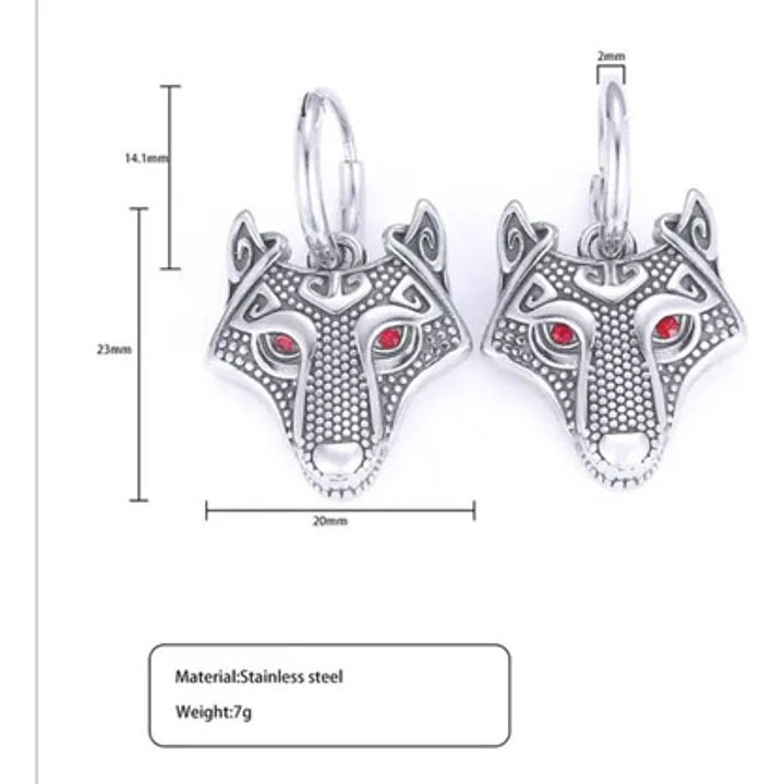 Aros Vikingos Lobo Nórdico Fenrir, Acero Inoxidable, Unisex 5