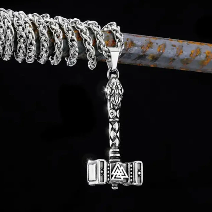 Collar Vikingo Mjölnir, Tamaño Pequeño Con Símbolo Valknut 4