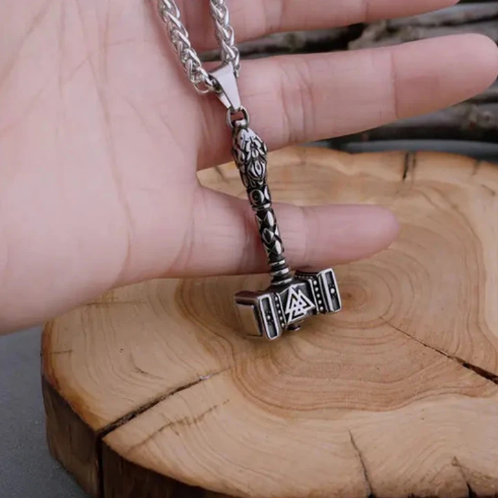 Collar Vikingo Mjölnir, Tamaño Pequeño Con Símbolo Valknut 5