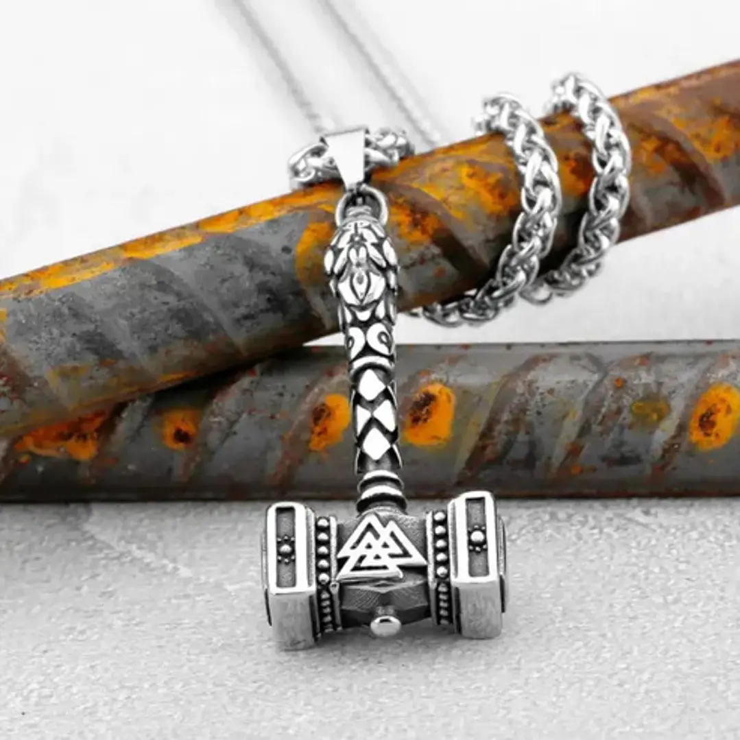 Collar Vikingo Mjölnir, Tamaño Pequeño Con Símbolo Valknut 6