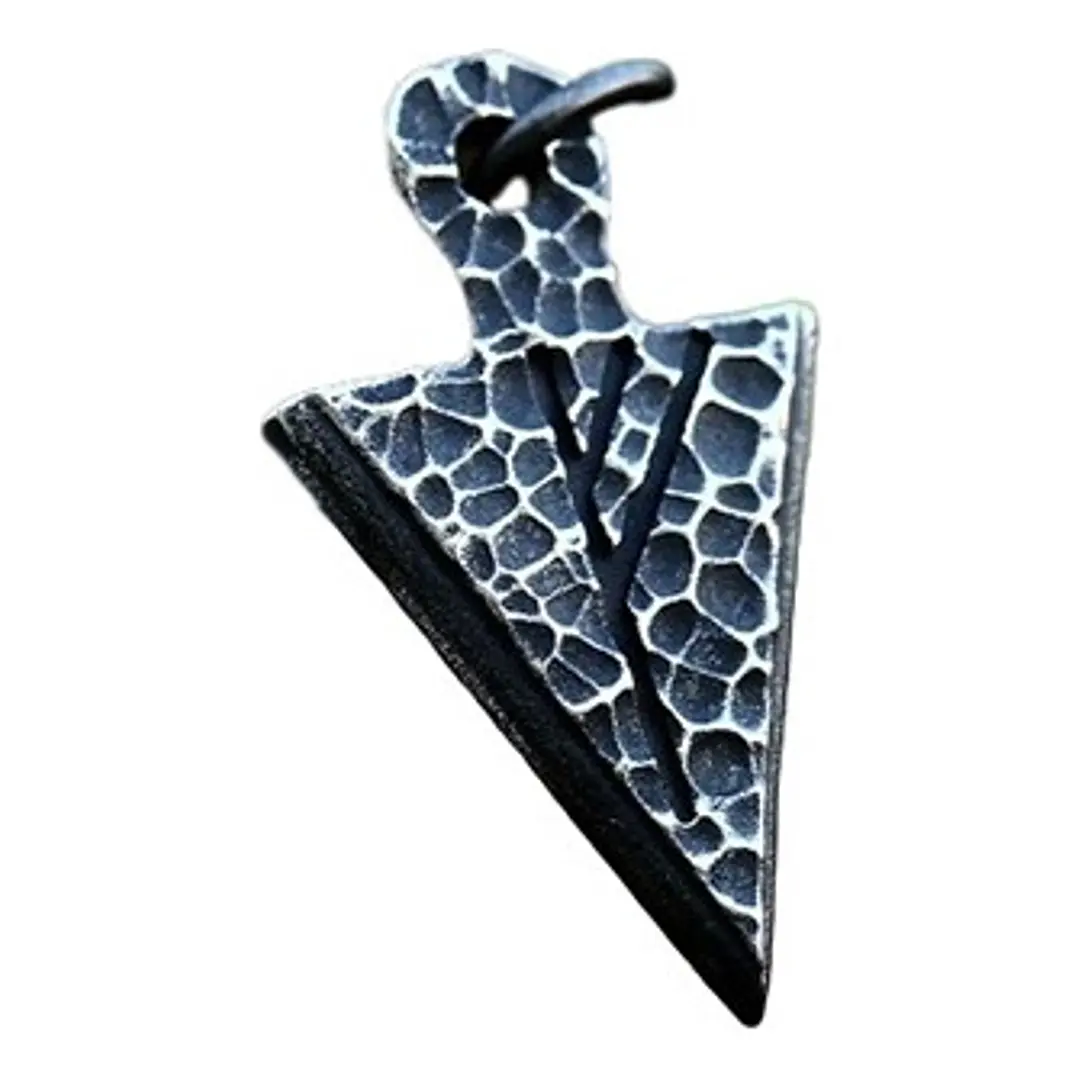 Collar Vikingo Punta De Lanza, Runa Fehu, Acero Inoxidable 1