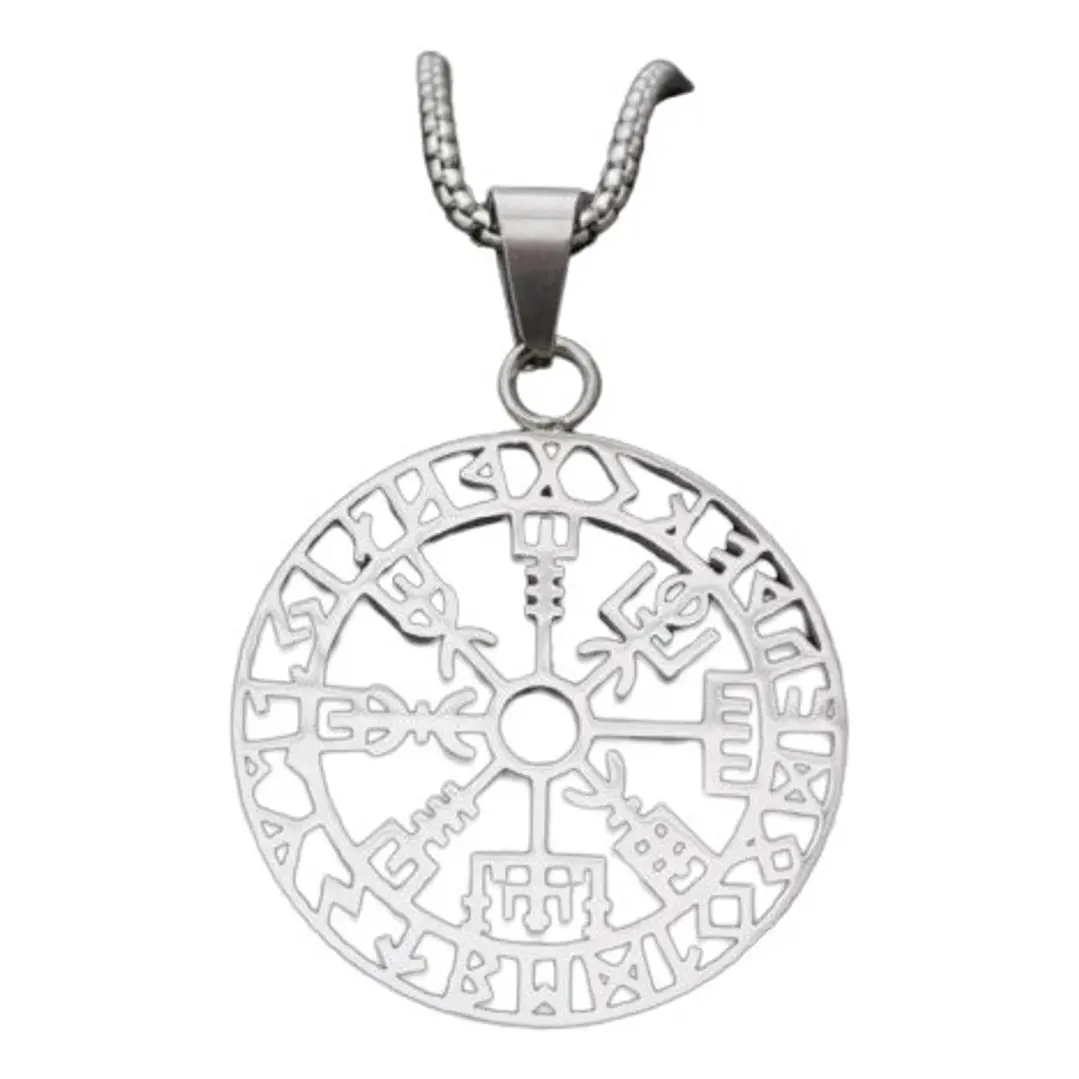 Collar Vikingo Runa Vegvísir, Acero Inoxidable, Hombre 1