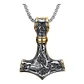 Collar Vikingo Mjölnir, Borde Dorado, Acero Inoxidable - Miniatura 1