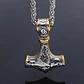 Collar Vikingo Mjölnir, Borde Dorado, Acero Inoxidable - Miniatura 3