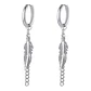 Aros Pluma Cadena, Oreja Con Perforación, Acero Inox. - Miniatura 1