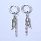 Aros Pluma Cadena, Oreja Con Perforación, Acero Inox. - Miniatura 2