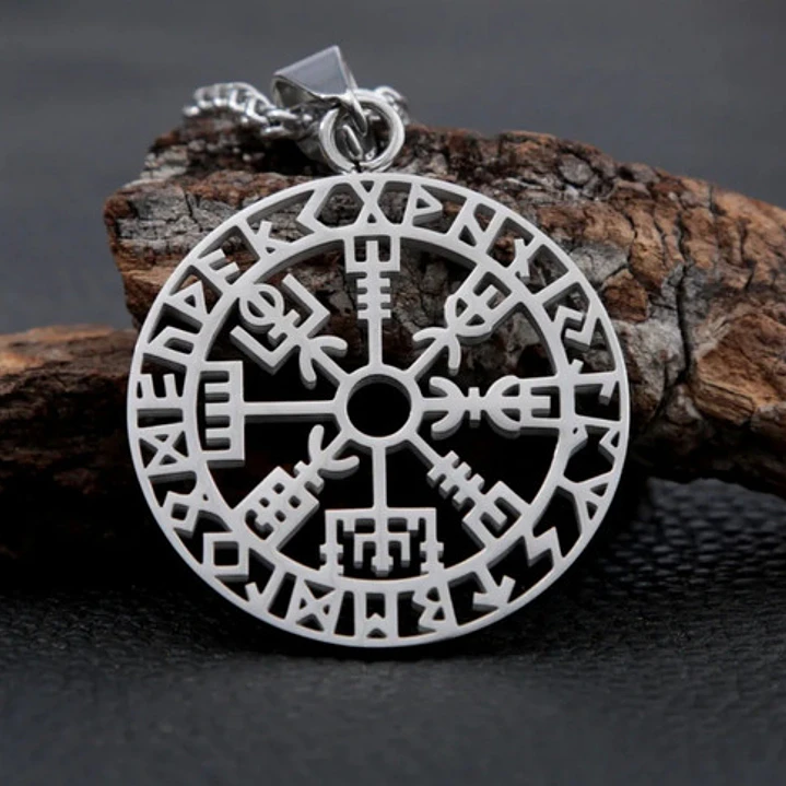 Collar Vikingo Runa Vegvísir, Acero Inoxidable, Hombre 6