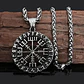 Collar Vikingo Vegvísir Rústico, Acero Inoxidable, Unisex - Miniatura 5
