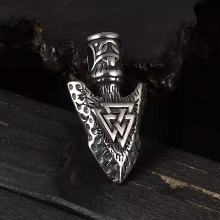 Collar Vikingo Punta De Lanza Valknut, Acero Inoxidable 2