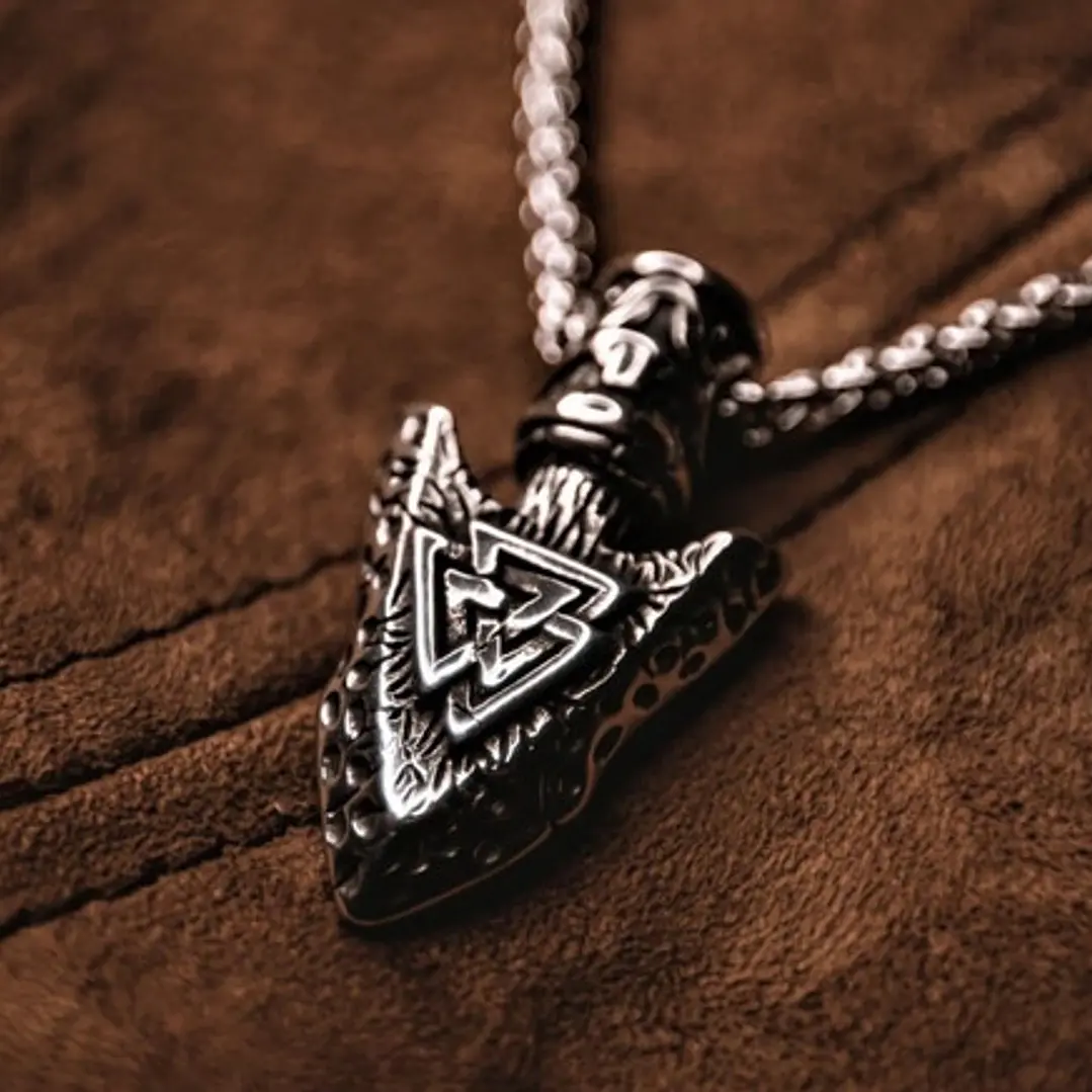 Collar Vikingo Punta De Lanza Valknut, Acero Inoxidable 3