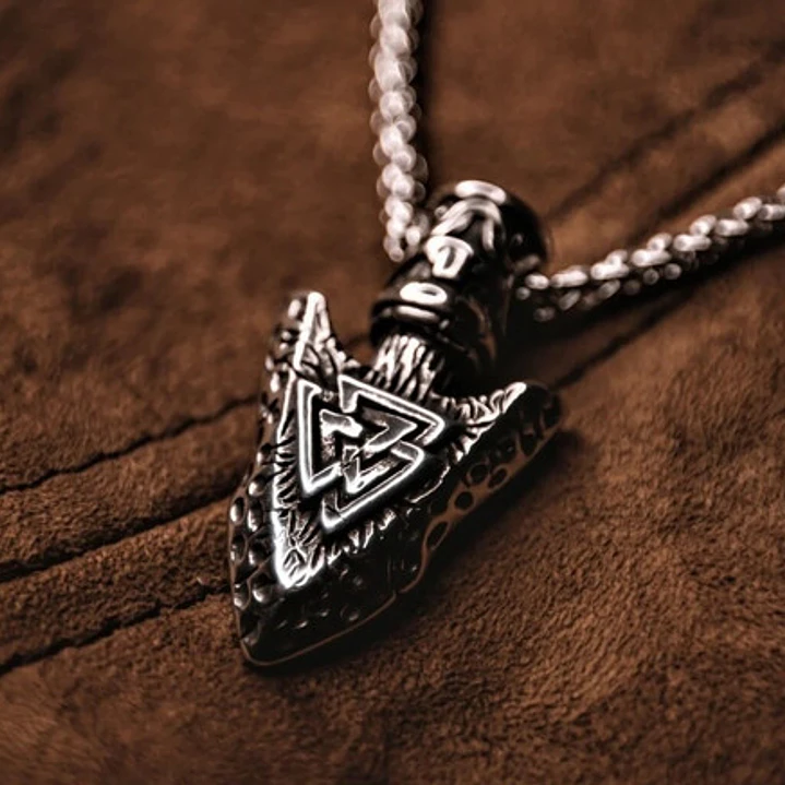 Collar Vikingo Punta De Lanza Valknut, Acero Inoxidable 3