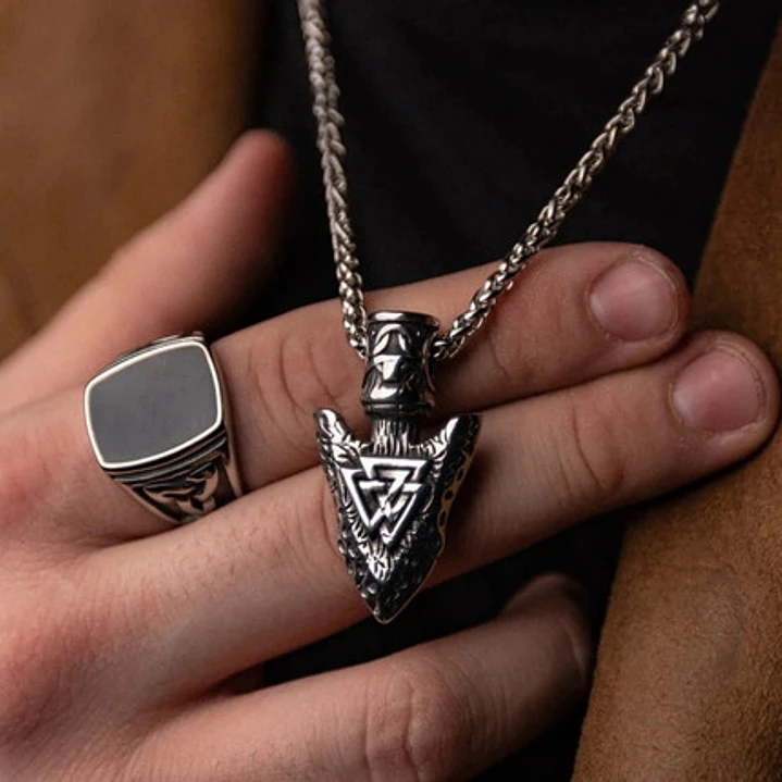 Collar Vikingo Punta De Lanza Valknut, Acero Inoxidable 4