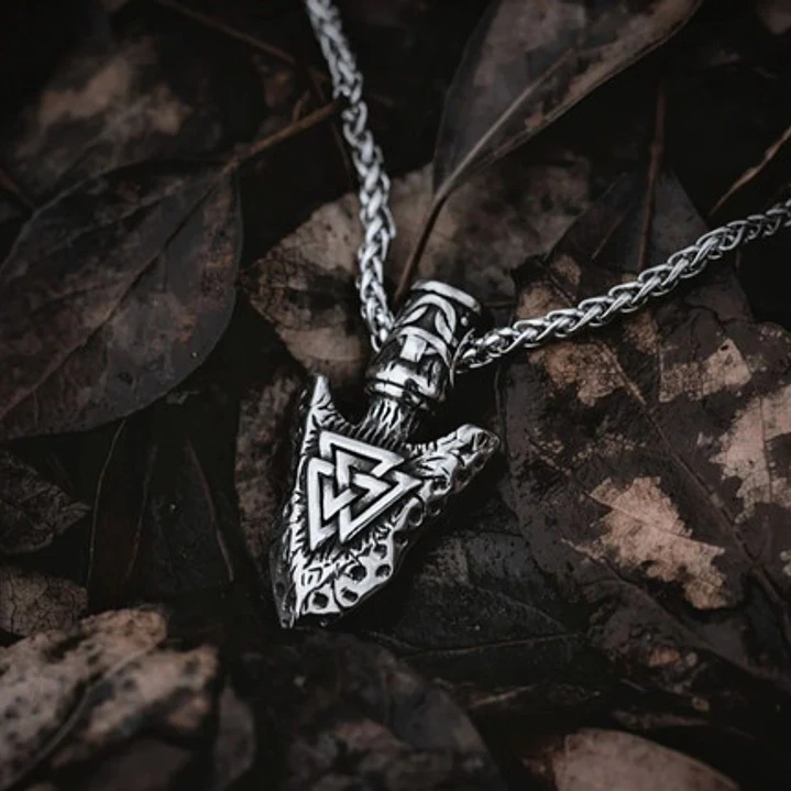Collar Vikingo Punta De Lanza Valknut, Acero Inoxidable 5