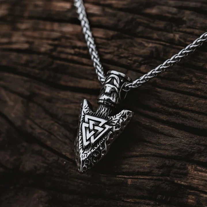 Collar Vikingo Punta De Lanza Valknut, Acero Inoxidable 6
