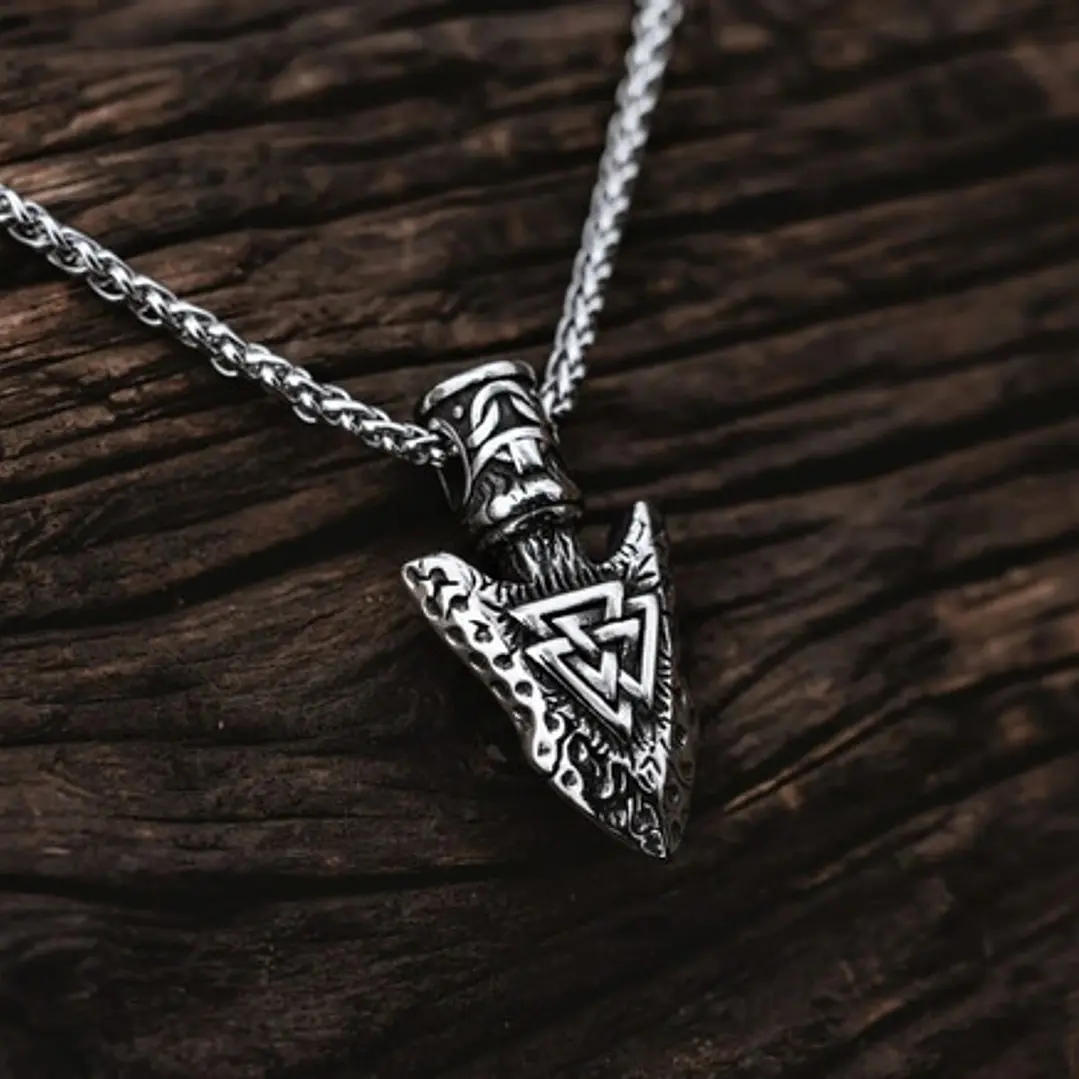 Collar Vikingo Punta De Lanza Valknut, Acero Inoxidable 7