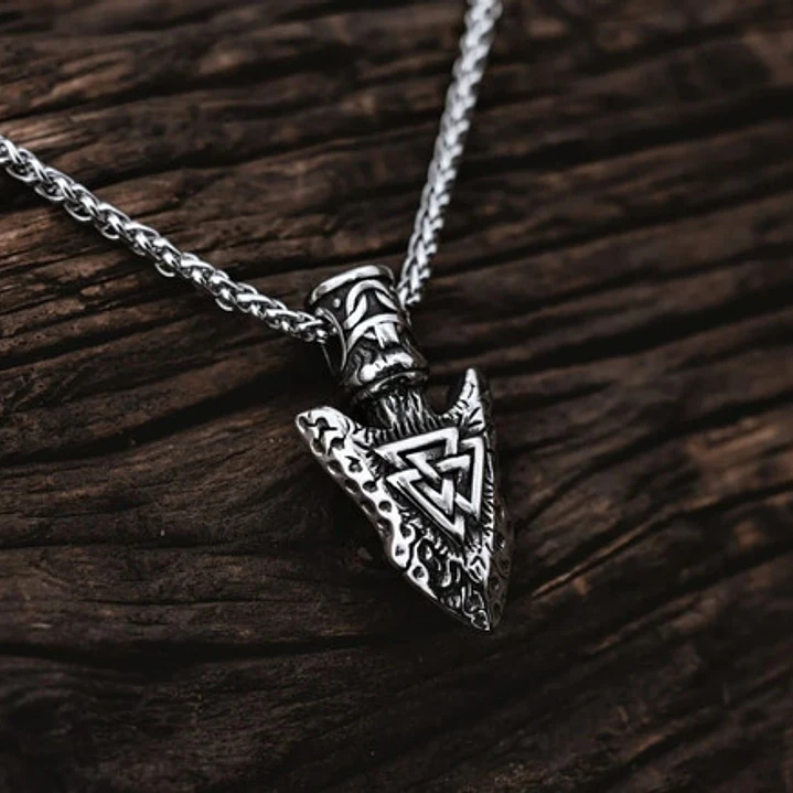 Collar Vikingo Punta De Lanza Valknut, Acero Inoxidable 7