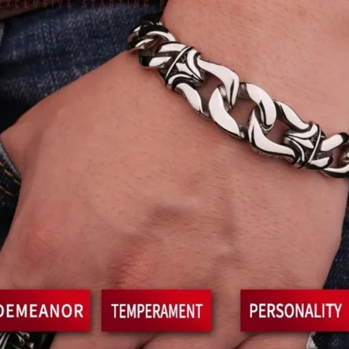 Pulsera Eslabón Cubano-nudo, Acero Inoxidable, Hombre 2