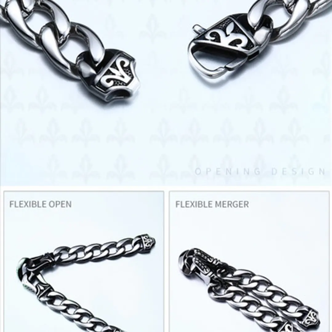 Pulsera Eslabón Cubano-nudo, Acero Inoxidable, Hombre 4