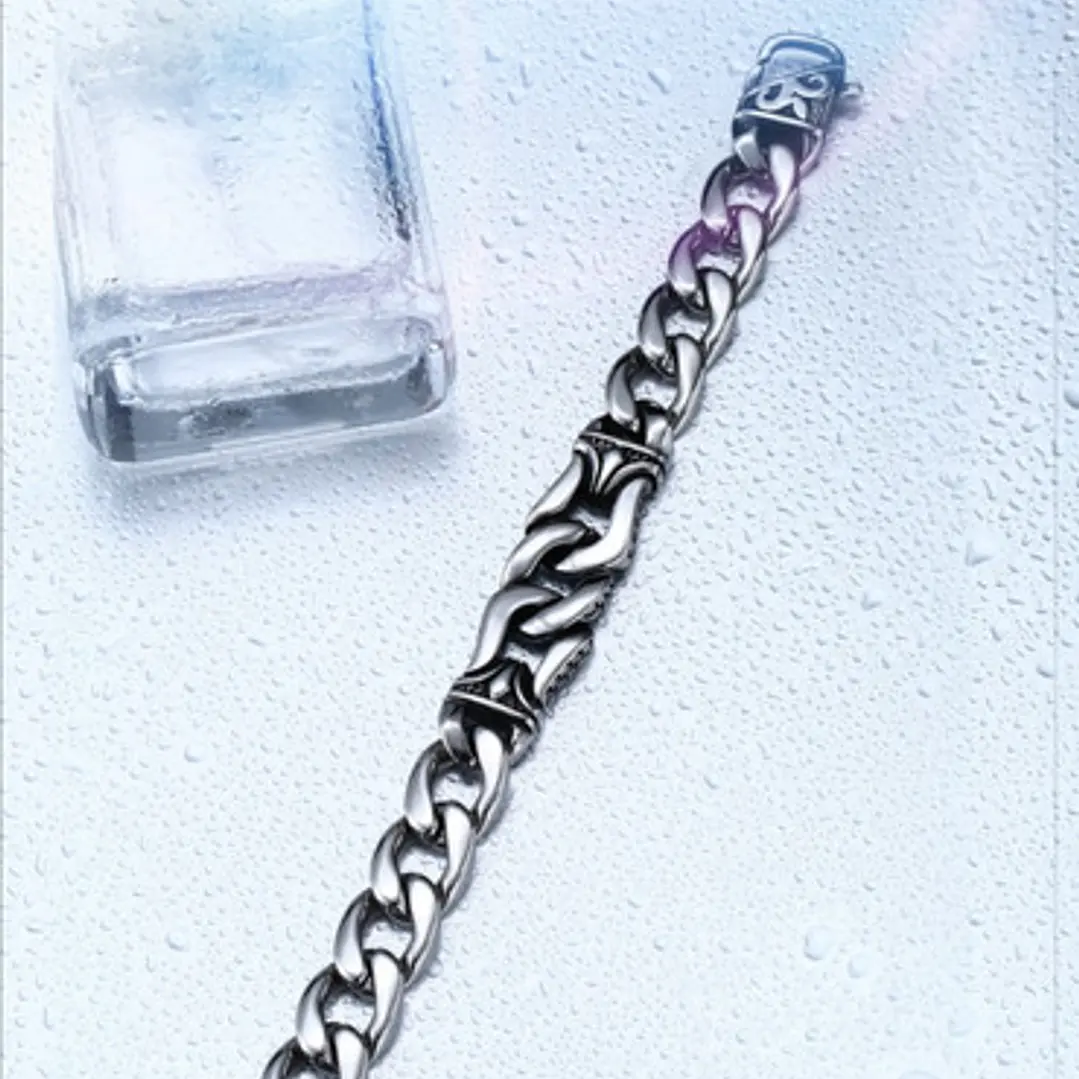 Pulsera Eslabón Cubano-nudo, Acero Inoxidable, Hombre 5