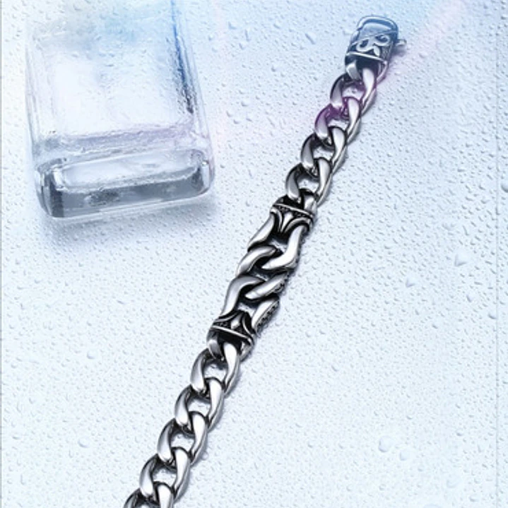Pulsera Eslabón Cubano-nudo, Acero Inoxidable, Hombre 5
