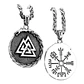 Collar Vikingo Vegvísir-valknut, Acero Inoxidable - Miniatura 1