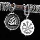 Collar Vikingo Vegvísir-valknut, Acero Inoxidable - Miniatura 2
