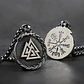 Collar Vikingo Vegvísir-valknut, Acero Inoxidable - Miniatura 5
