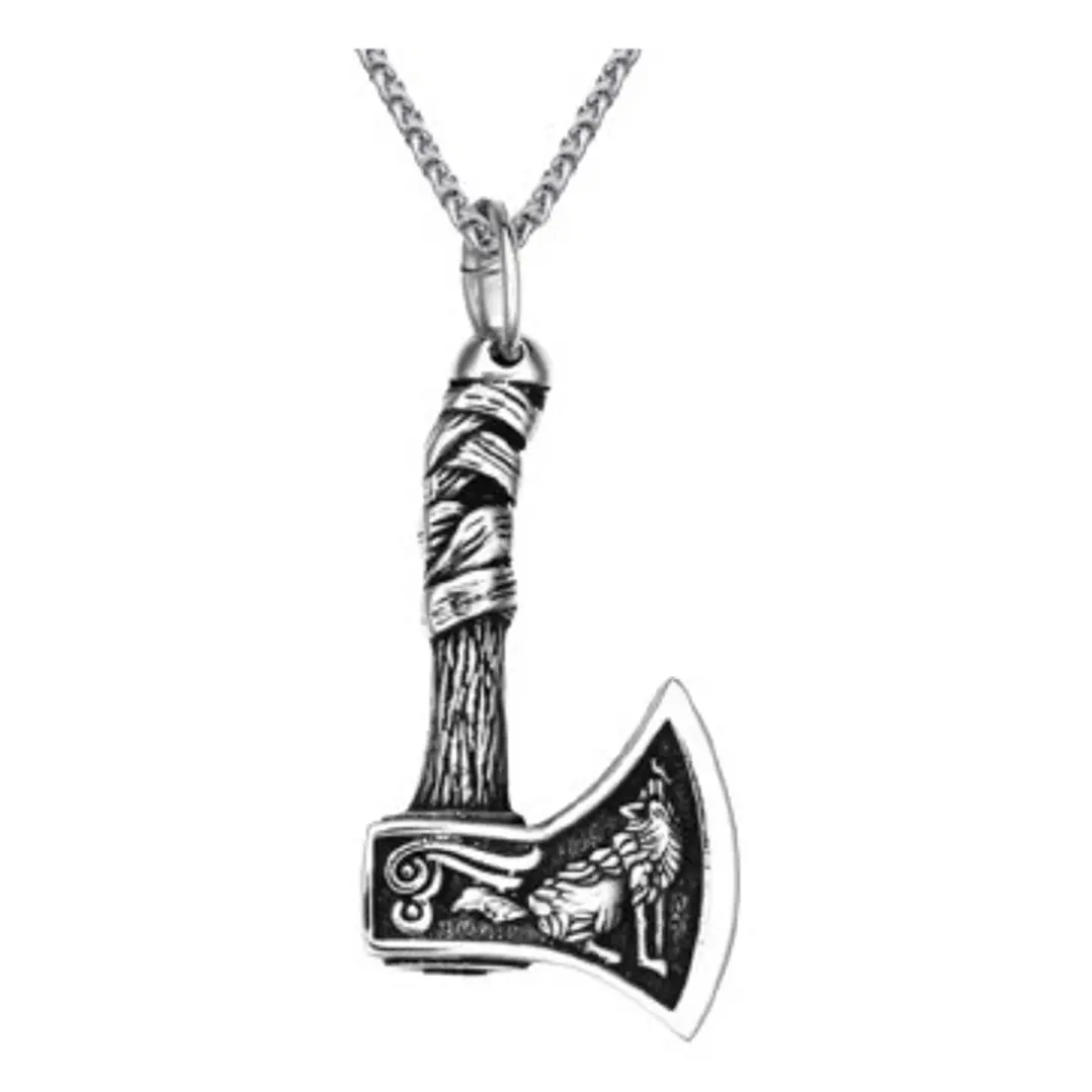 Collar Vikingo Hacha-fenrir, Tamaño Pequeño, Acero Inox. 1